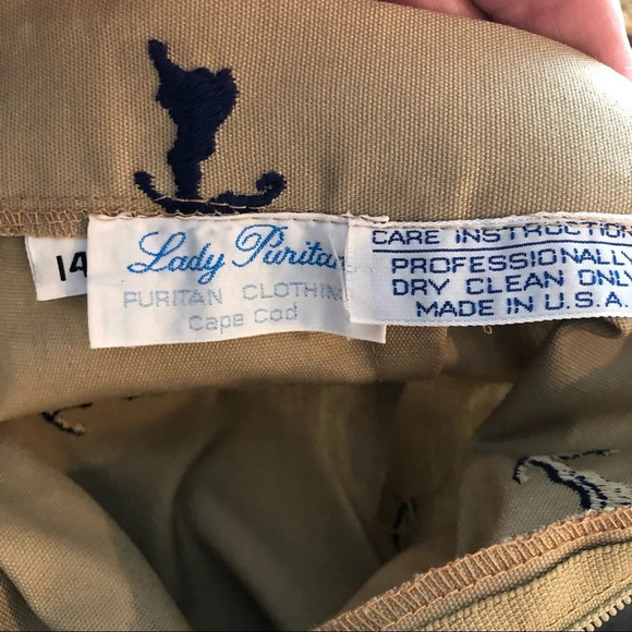 Vintage Lady Puritan Cape Cod Embroidered Khaki Skirt - Picture 4 of 12